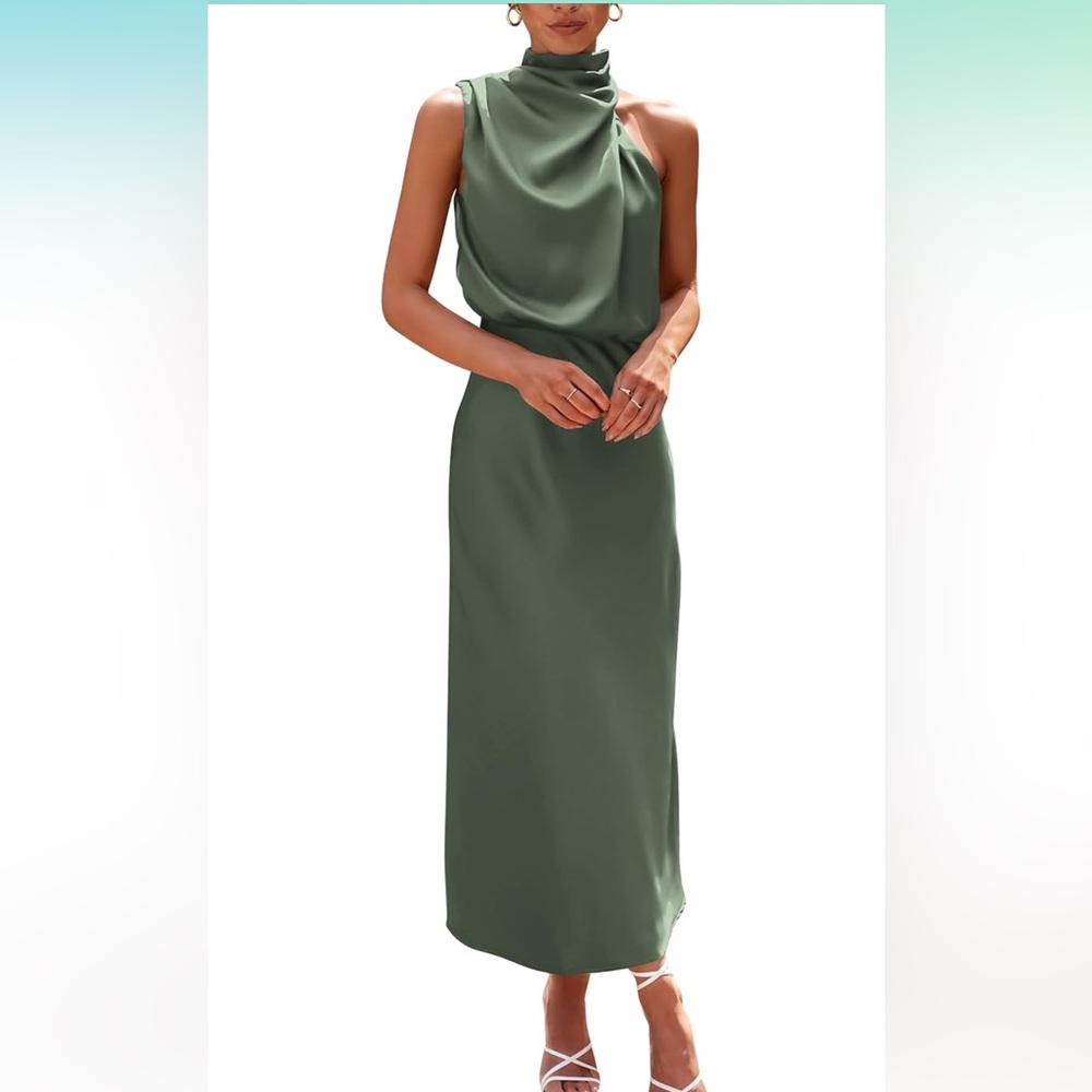 Army Green Satin Dress